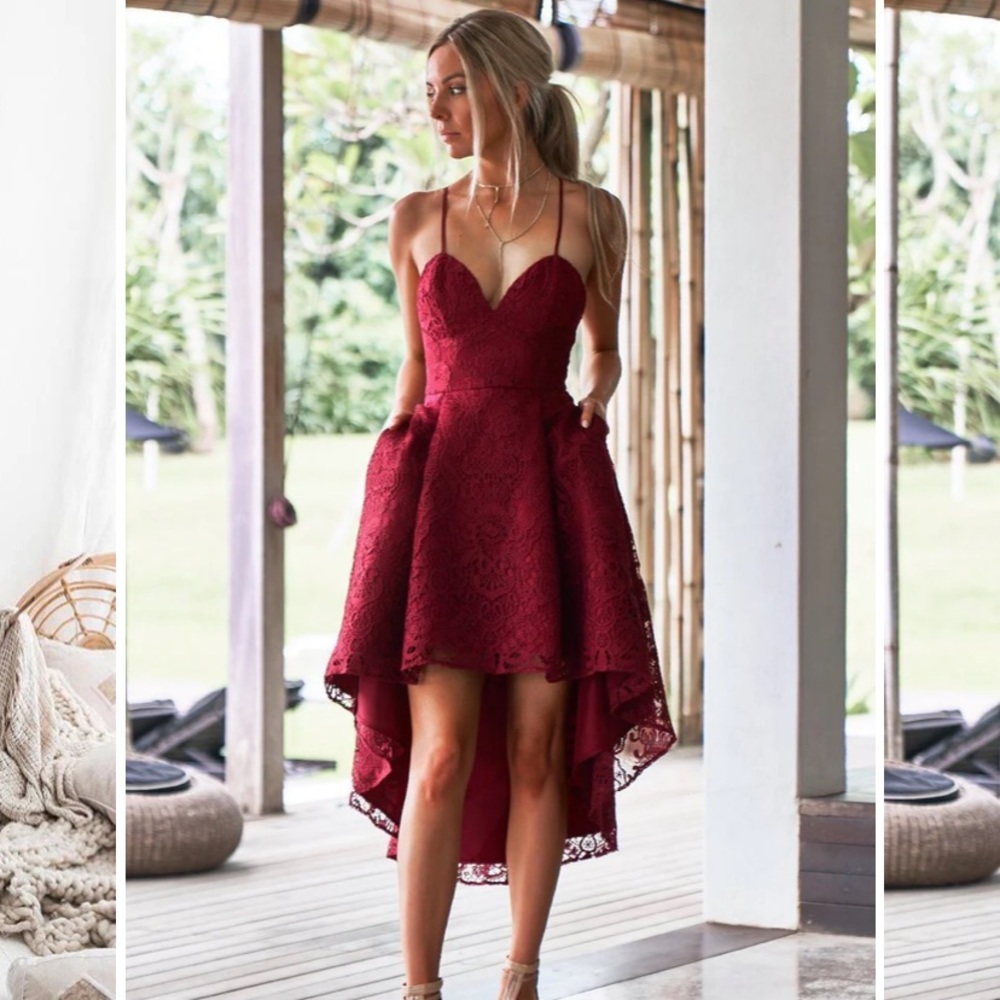 Two Sisters The Label Marilyn Lace Dress Burgundy Red medium Wedding guest dress